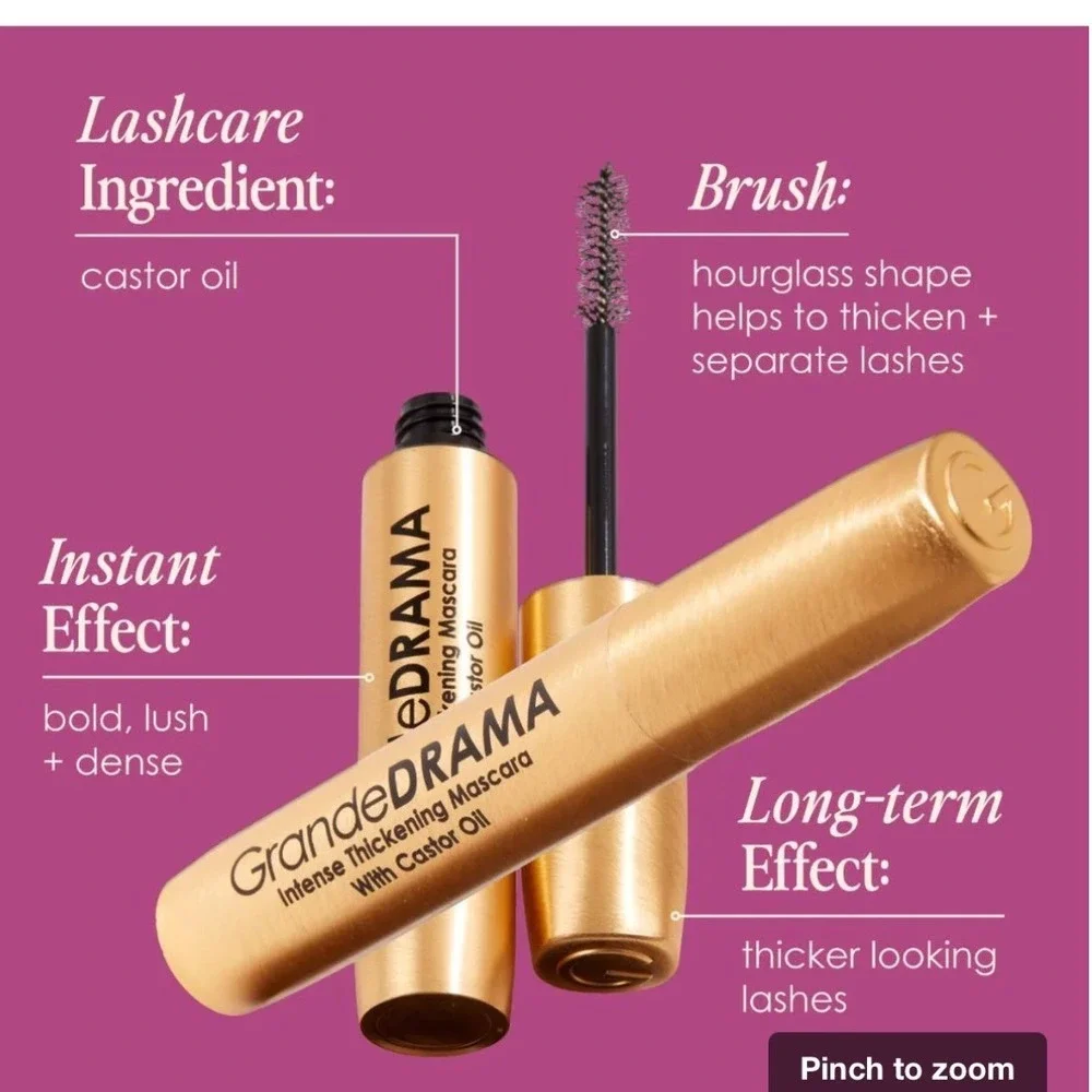 Grande Cosmetics GrandeDRAMA Intense Thickening Mascara Black Castor Oil 0.32oz